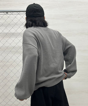 フリンジ ロゴ クルーネック ニット