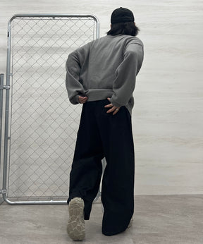 フリンジ ロゴ クルーネック ニット