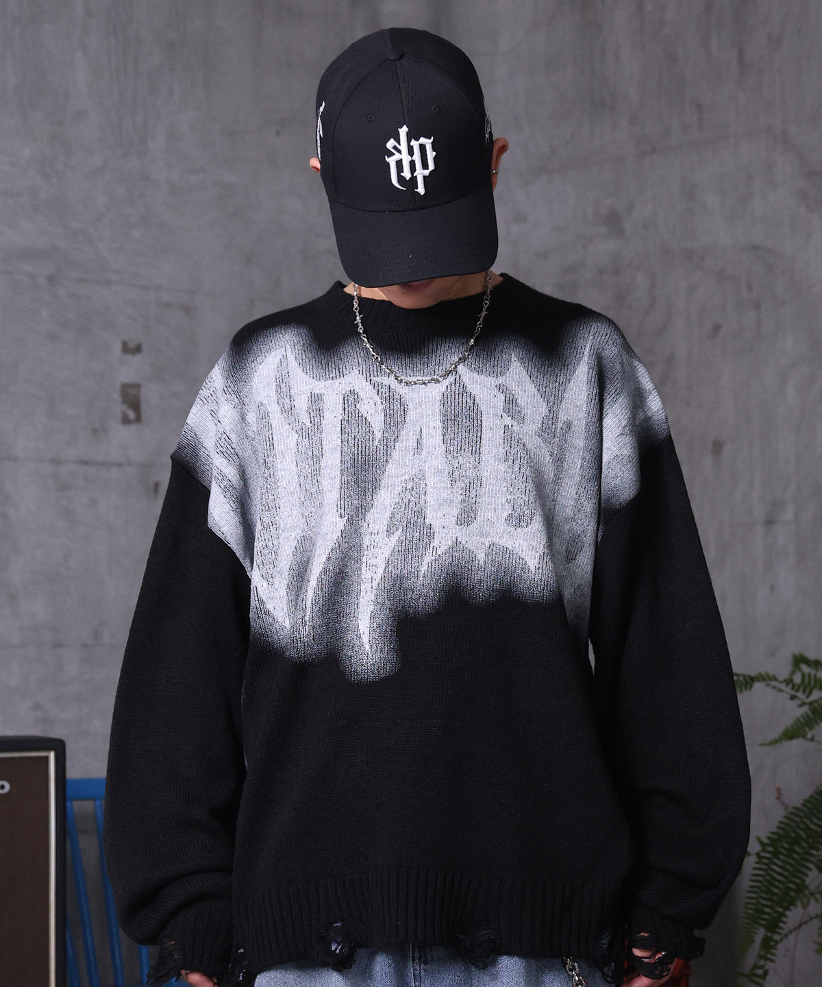 ダメージ加工 グラフティアート ニット