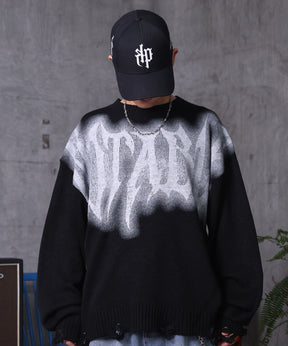 ダメージ加工 グラフティアート ニット