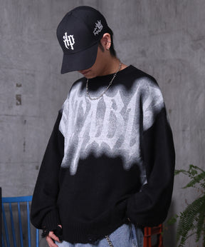 ダメージ加工 グラフティアート ニット