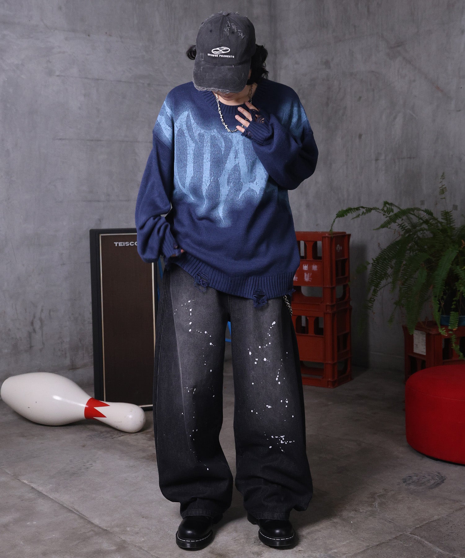 ダメージ加工 グラフティアート ニット