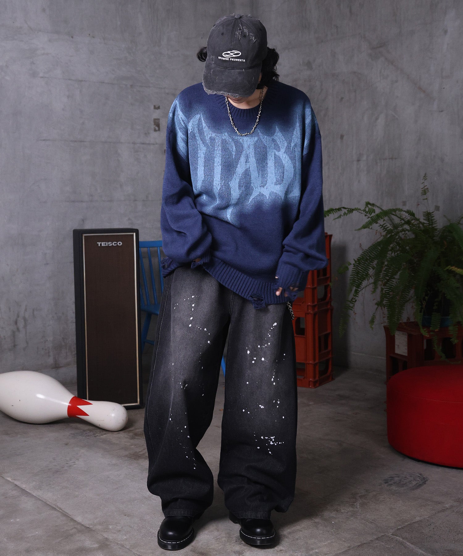 ダメージ加工 グラフティアート ニット