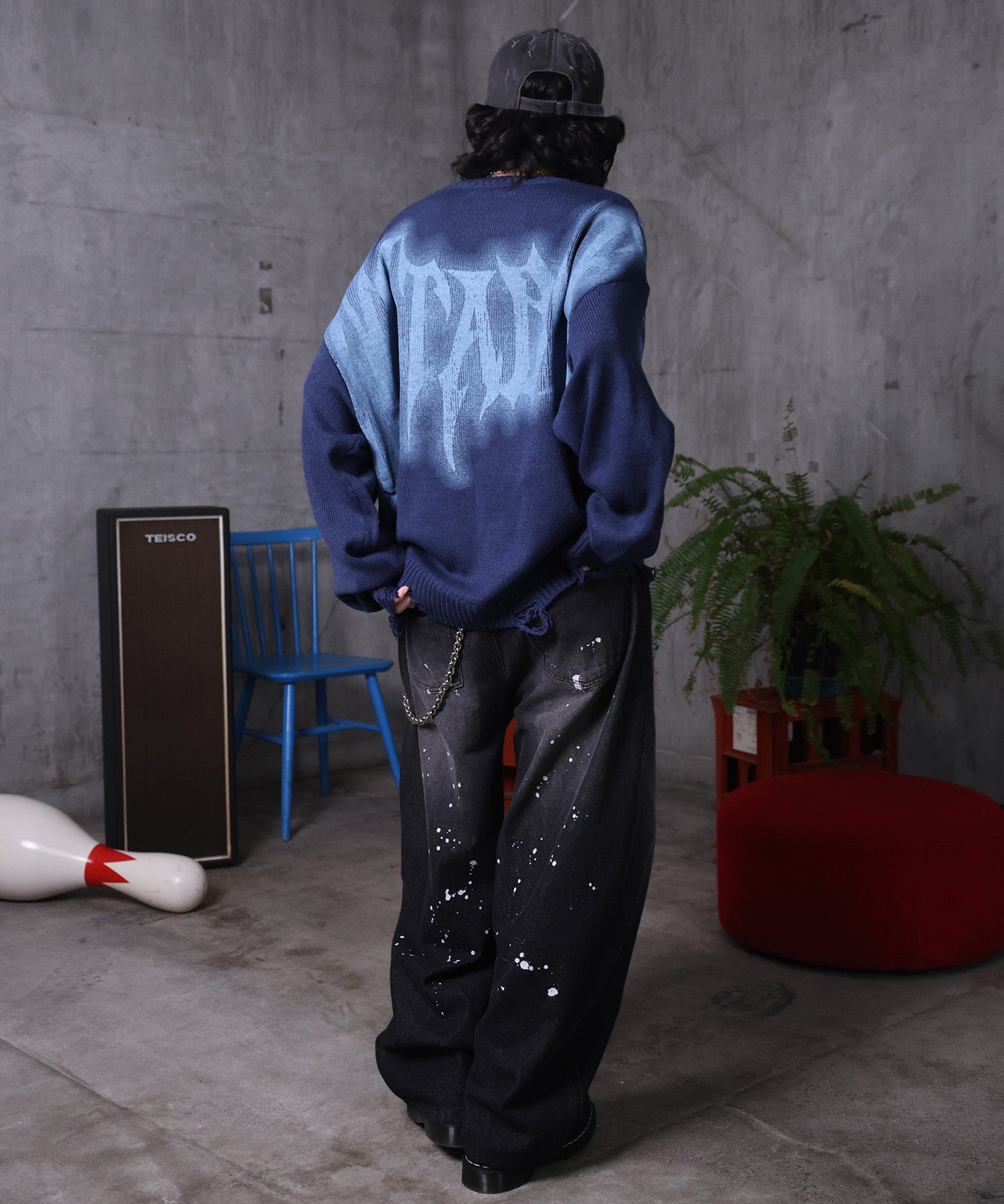 ダメージ加工 グラフティアート ニット