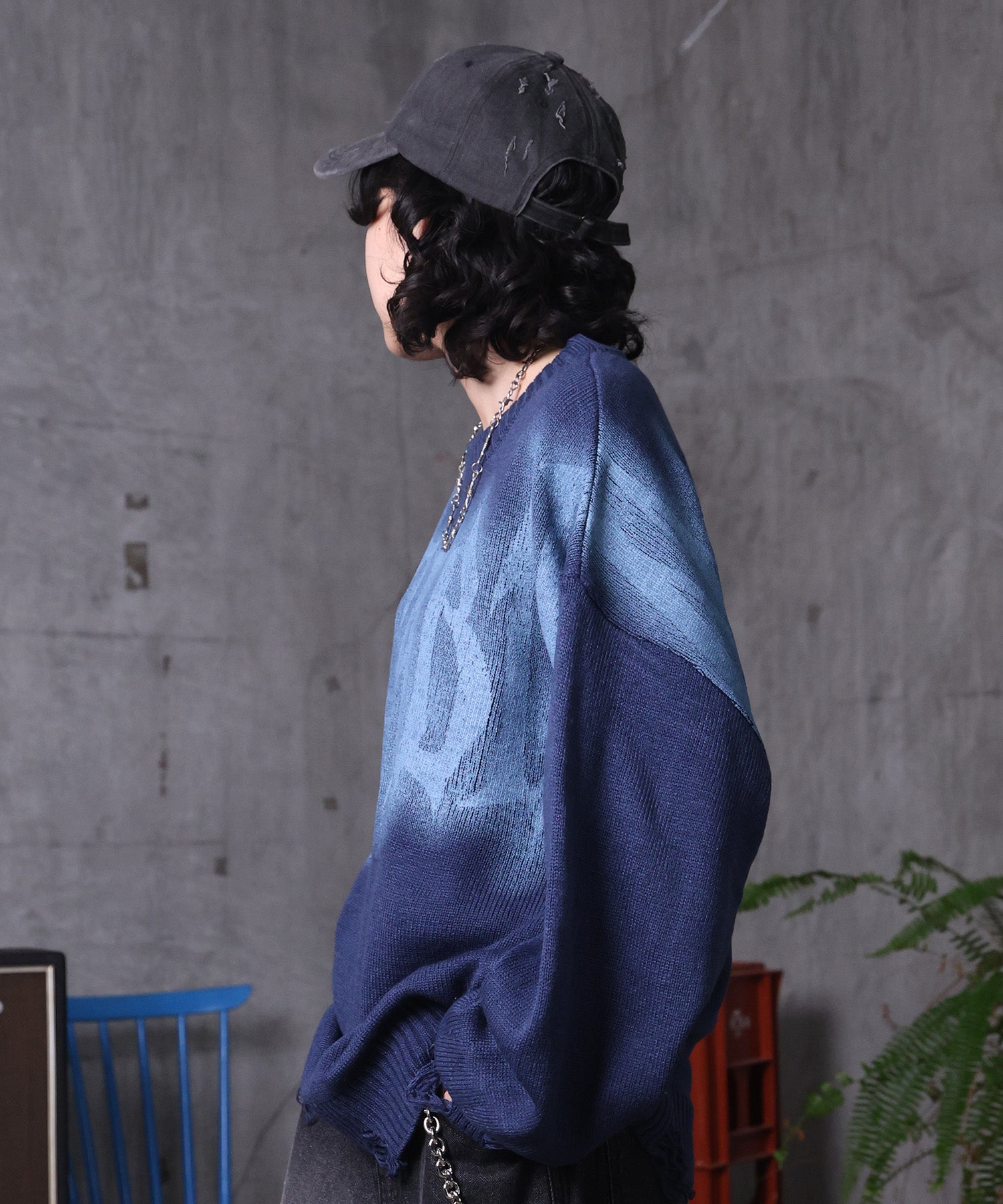 ダメージ加工 グラフティアート ニット