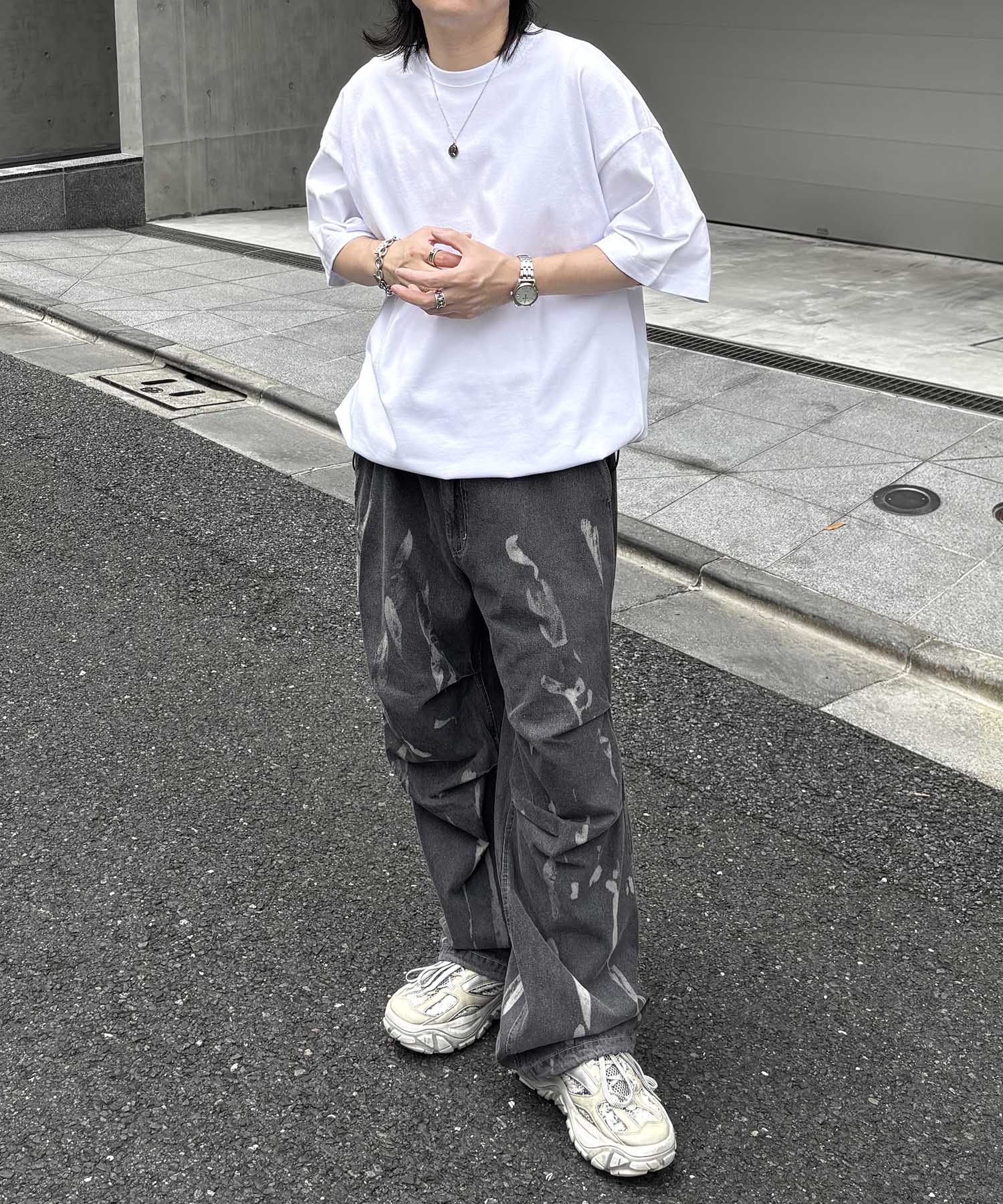 25SS プレーティング 裾ドローコード 半袖Tシャツ