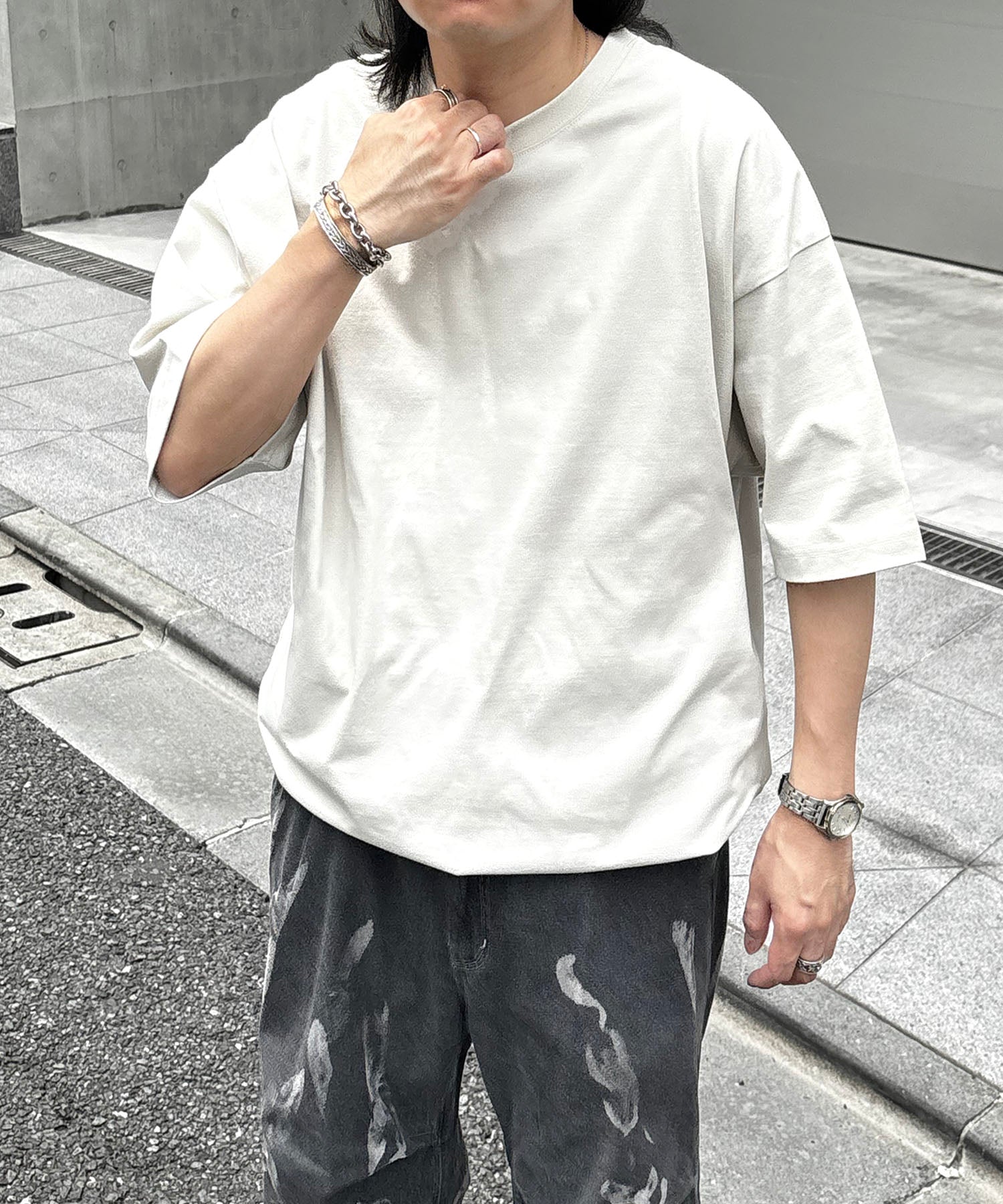 25SS プレーティング 裾ドローコード 半袖Tシャツ