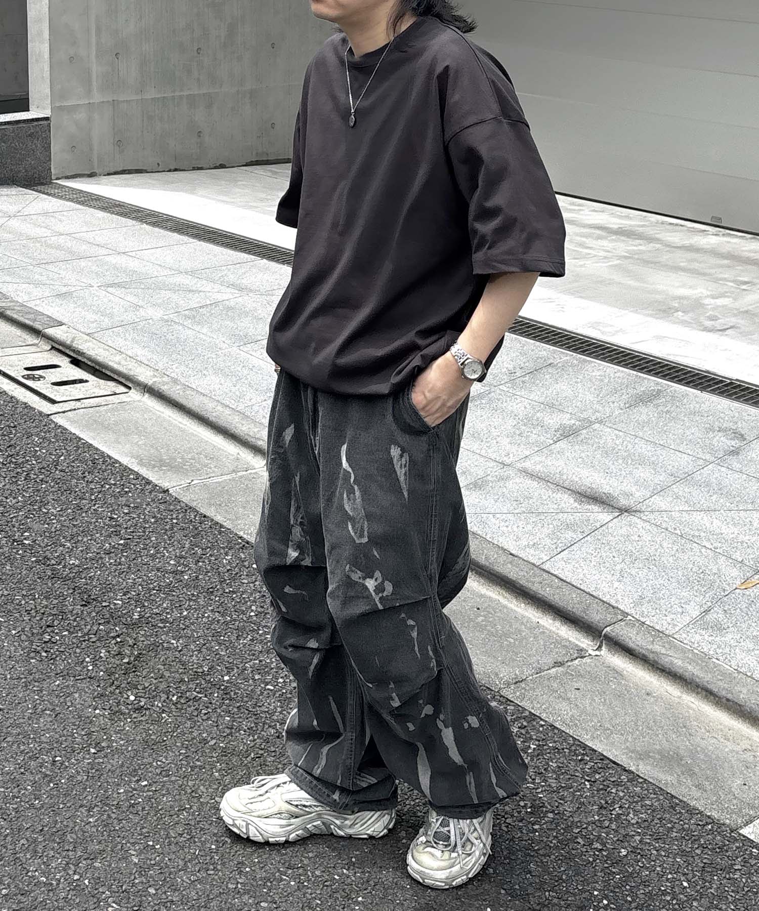 25SS プレーティング 裾ドローコード 半袖Tシャツ