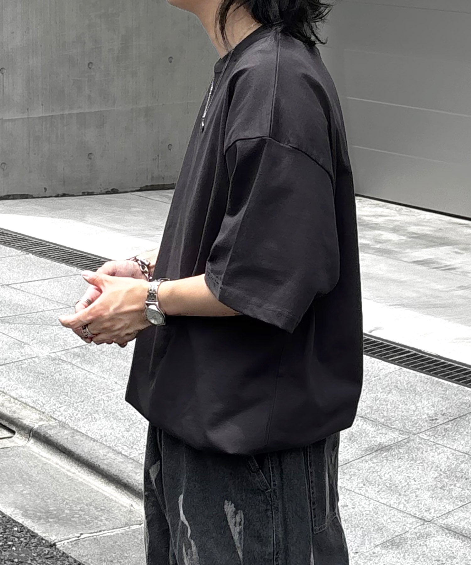 25SS プレーティング 裾ドローコード 半袖Tシャツ