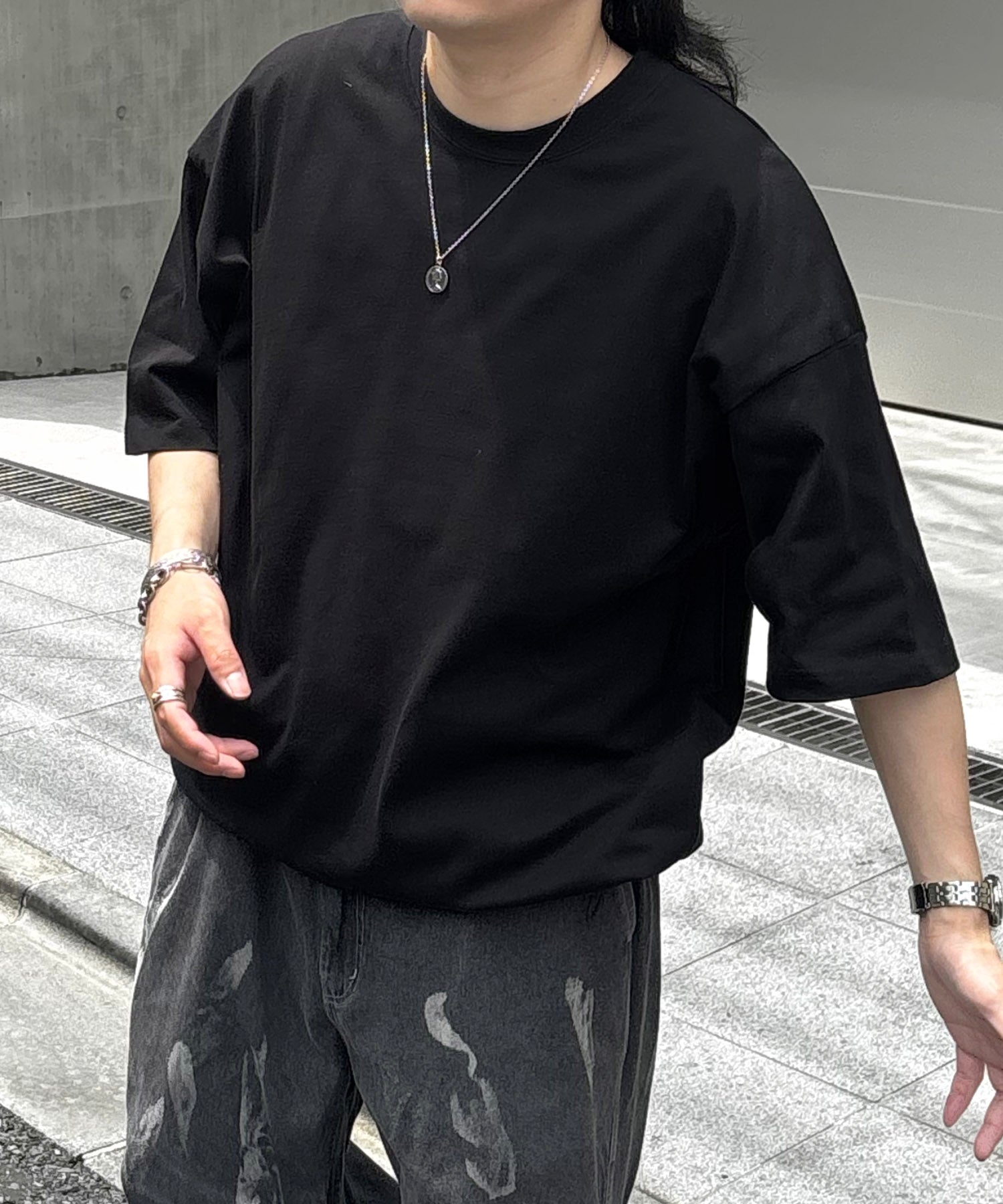 25SS プレーティング 裾ドローコード 半袖Tシャツ