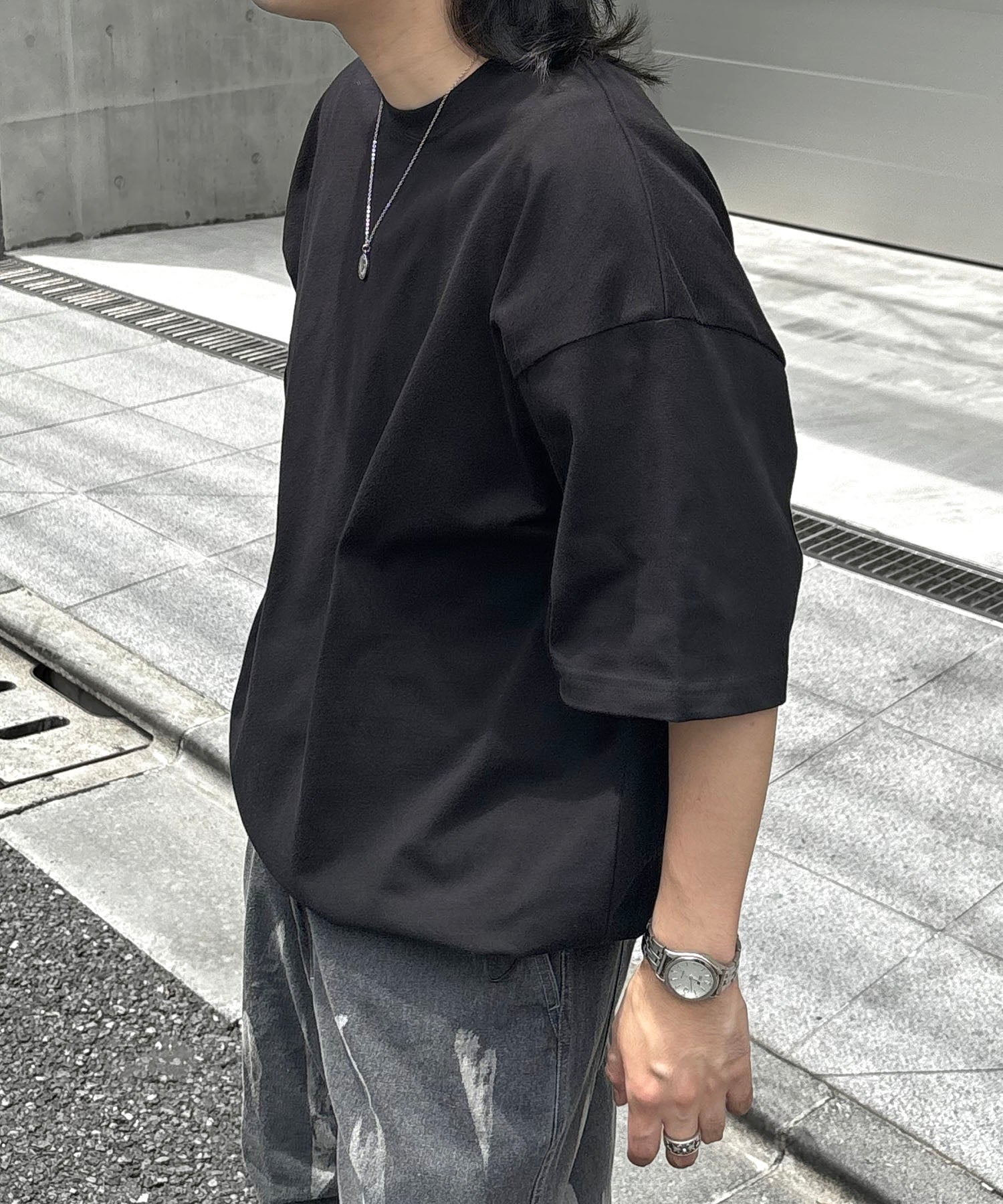 25SS プレーティング 裾ドローコード 半袖Tシャツ