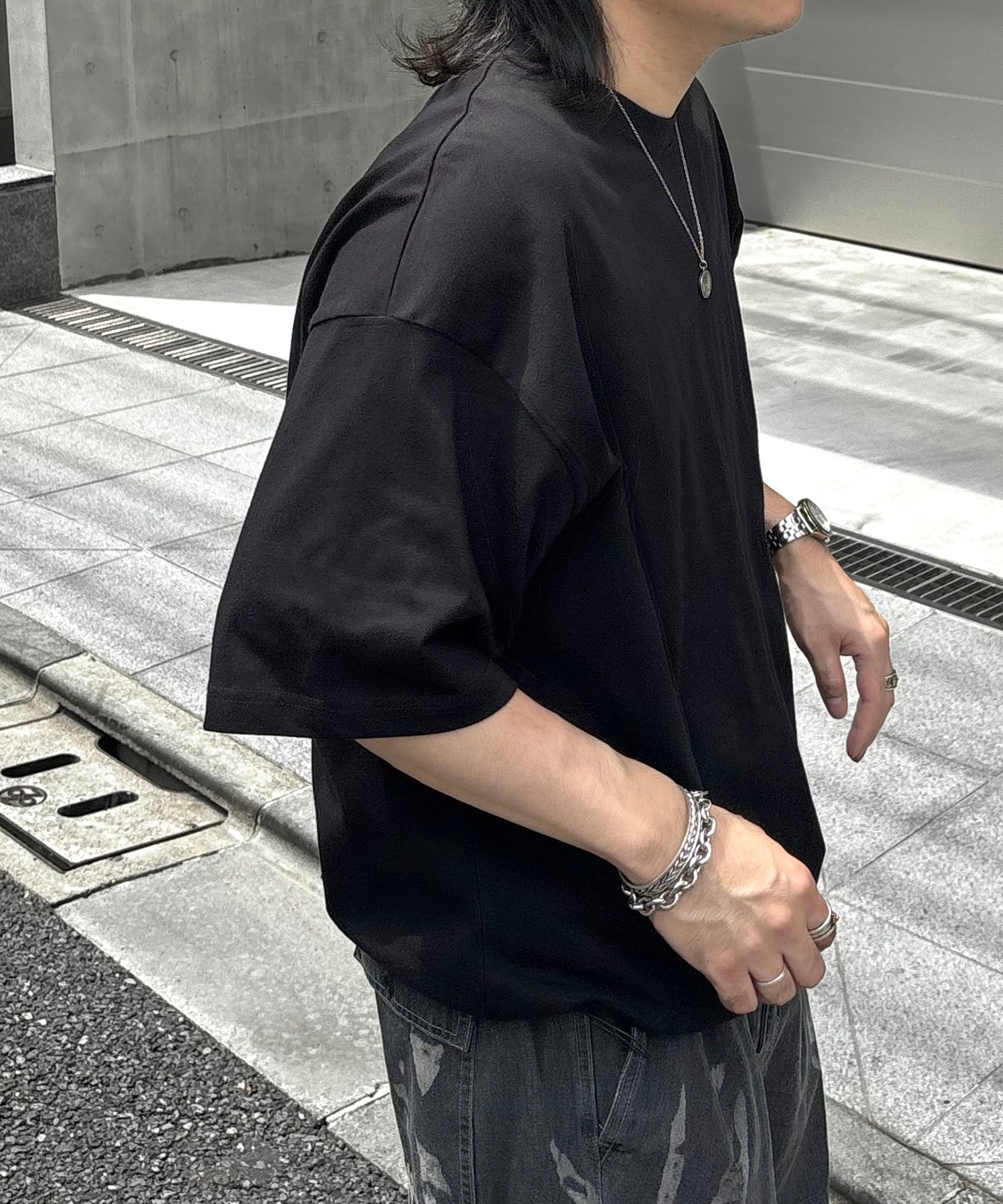 25SS プレーティング 裾ドローコード 半袖Tシャツ