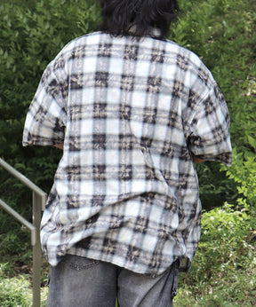 25SS ウォッシュ加工 半袖チェックシャツ