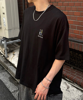 25SS 新柄追加 ワンポイント刺繍ロゴ ヒゲオジ / デイリーウォーキング ビッグシルエット半袖Tシャツ
