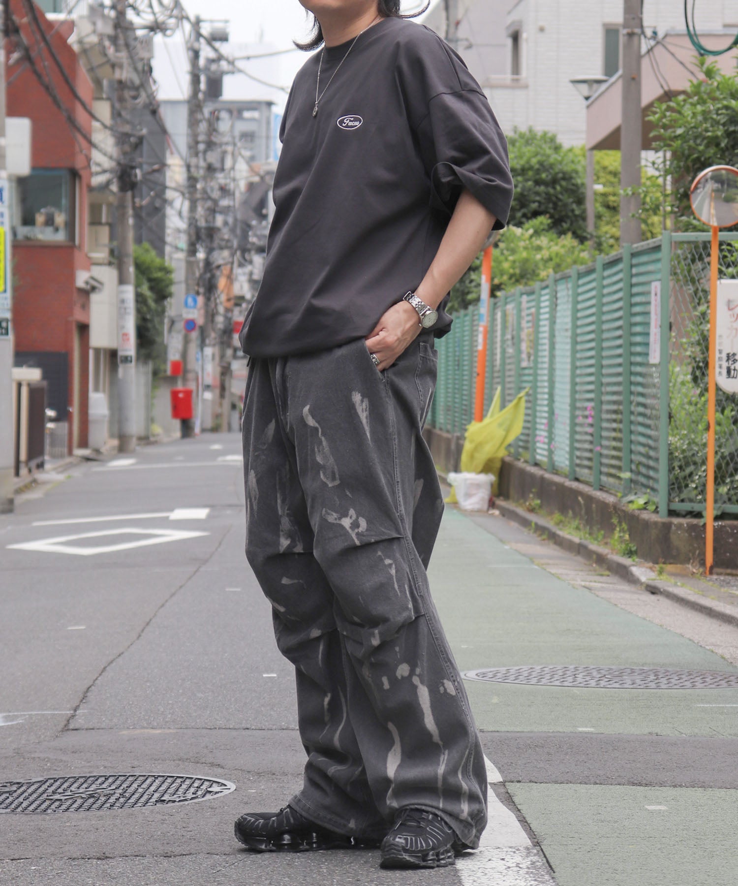 25SS ビッグシルエット ワンポイント刺繍 ドロスト 半袖Tシャツ