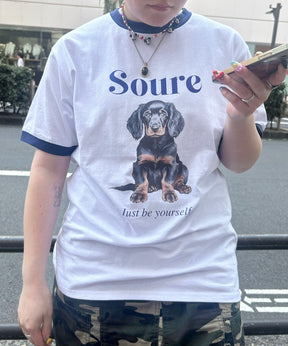 25SS 【Soure】ドッグ リンガー フロントプリント 半袖Tシャツ