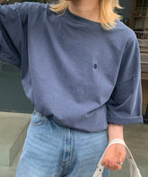 【POLO BCS】別注 ワンポイント刺繍 ピグメント加工 ビッグシルエット半袖Tシャツ