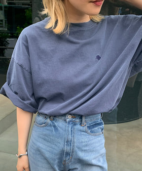 【POLO BCS】別注 ワンポイント刺繍 ピグメント加工 ビッグシルエット半袖Tシャツ