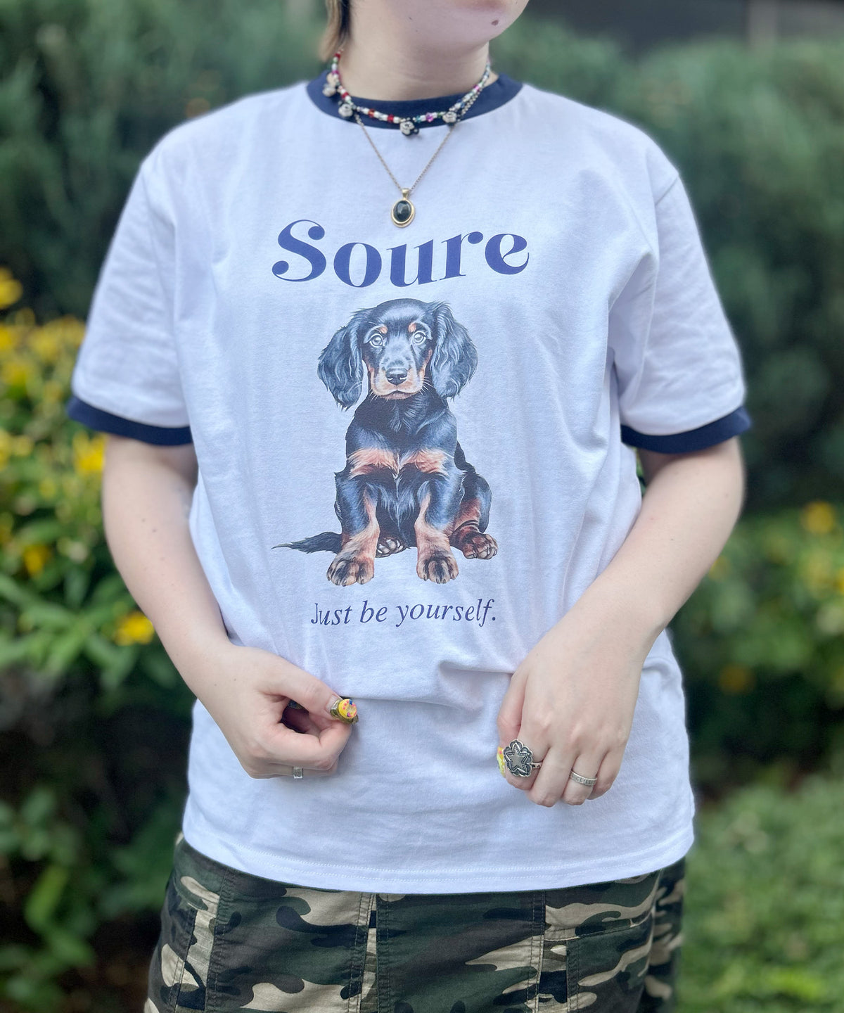 25SS 【Soure】ドッグ リンガー フロントプリント 半袖Tシャツ