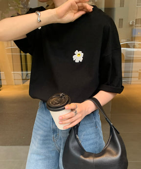 ワンポイント刺繍ロゴ ビッグシルエット半袖Tシャツ