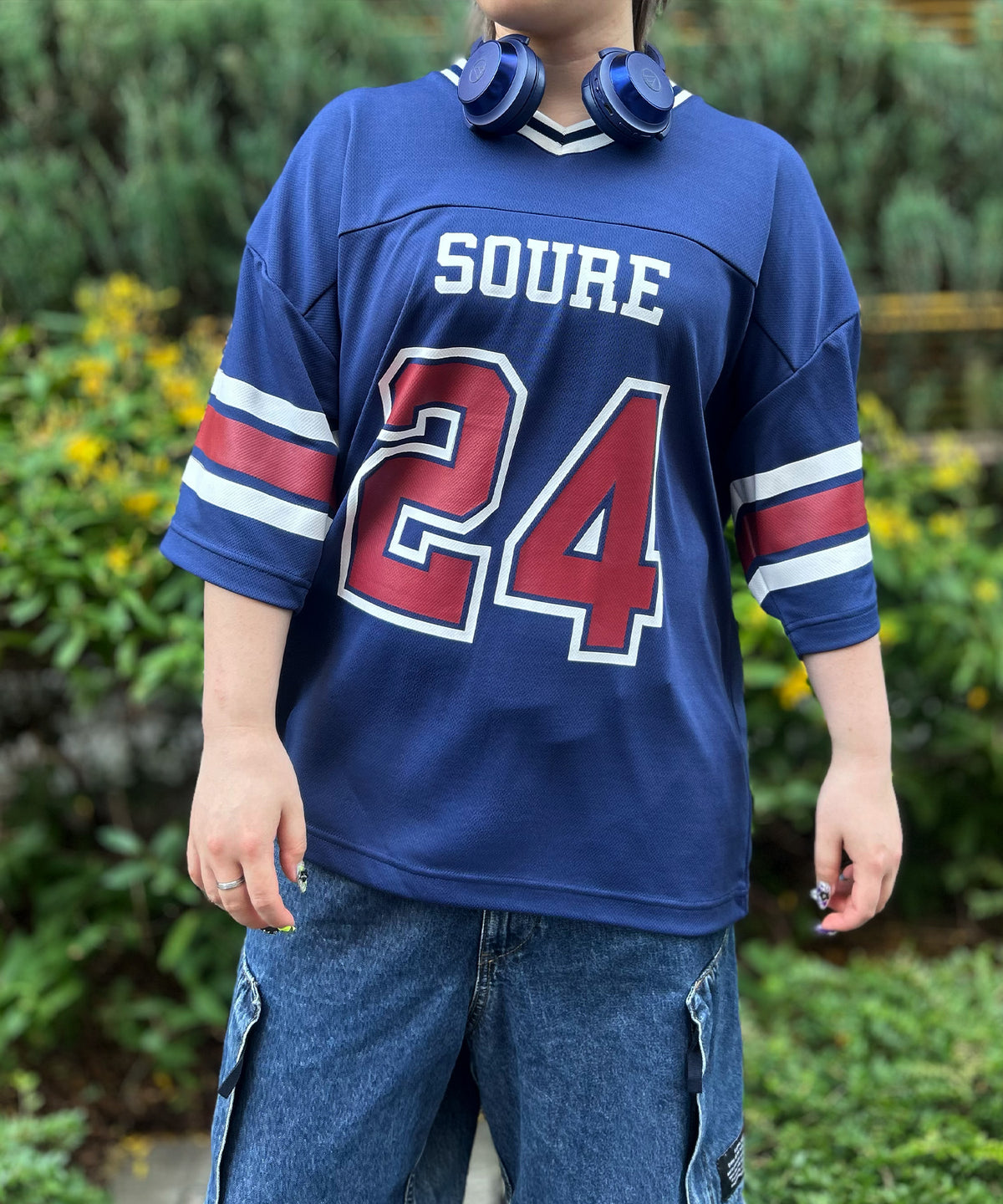 25SS 【Soure】 ビッグシルエット フロントナンバリングプリント 半袖フットボールTシャツ