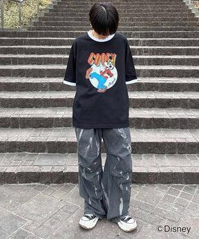 25SS Disney ヴィンテージライクプリント グーフィー リンガー半袖Tシャツ