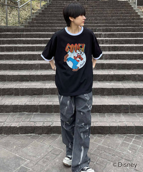 25SS Disney ヴィンテージライクプリント グーフィー リンガー半袖Tシャツ