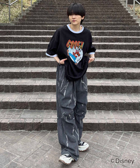 25SS Disney ヴィンテージライクプリント グーフィー リンガー半袖Tシャツ