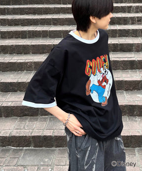 25SS Disney ヴィンテージライクプリント グーフィー リンガー半袖Tシャツ