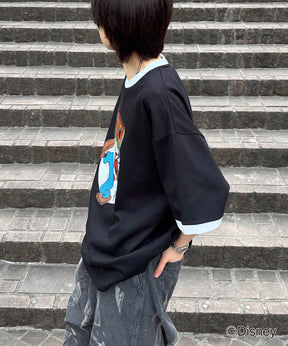 25SS Disney ヴィンテージライクプリント グーフィー リンガー半袖Tシャツ