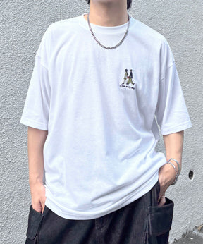 25SS 新柄追加 ワンポイント刺繍ロゴ ヒゲオジ / デイリーウォーキング ビッグシルエット半袖Tシャツ