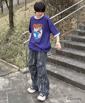 25SS Disney ヴィンテージライクプリント グーフィー リンガー半袖Tシャツ