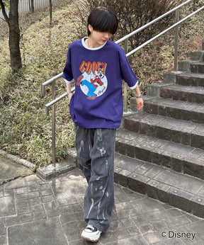 25SS Disney ヴィンテージライクプリント グーフィー リンガー半袖Tシャツ