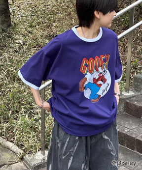 25SS Disney ヴィンテージライクプリント グーフィー リンガー半袖Tシャツ