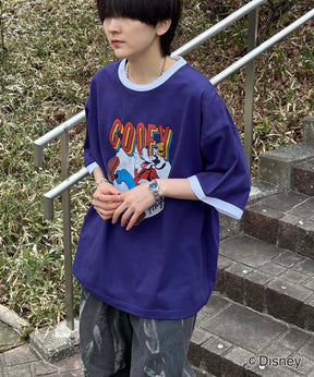 25SS Disney ヴィンテージライクプリント グーフィー リンガー半袖Tシャツ