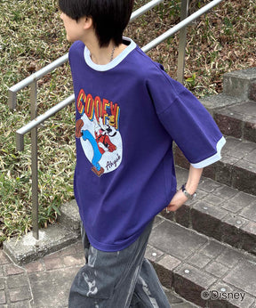 25SS Disney ヴィンテージライクプリント グーフィー リンガー半袖Tシャツ