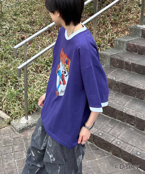 25SS Disney ヴィンテージライクプリント グーフィー リンガー半袖Tシャツ