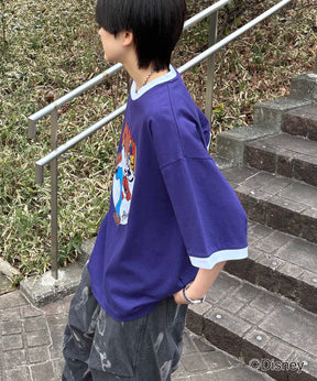 25SS Disney ヴィンテージライクプリント グーフィー リンガー半袖Tシャツ
