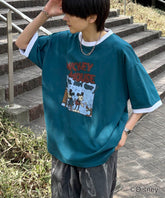 25SS Disney ヴィンテージライクプリント ミッキー リンガー半袖Tシャツ