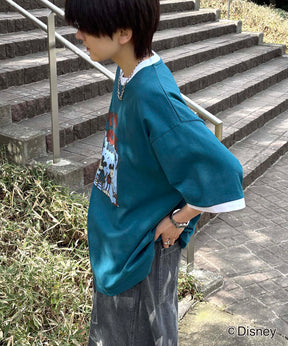 25SS Disney ヴィンテージライクプリント ミッキー リンガー半袖Tシャツ