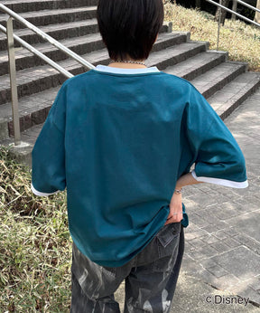 25SS Disney ヴィンテージライクプリント ミッキー リンガー半袖Tシャツ