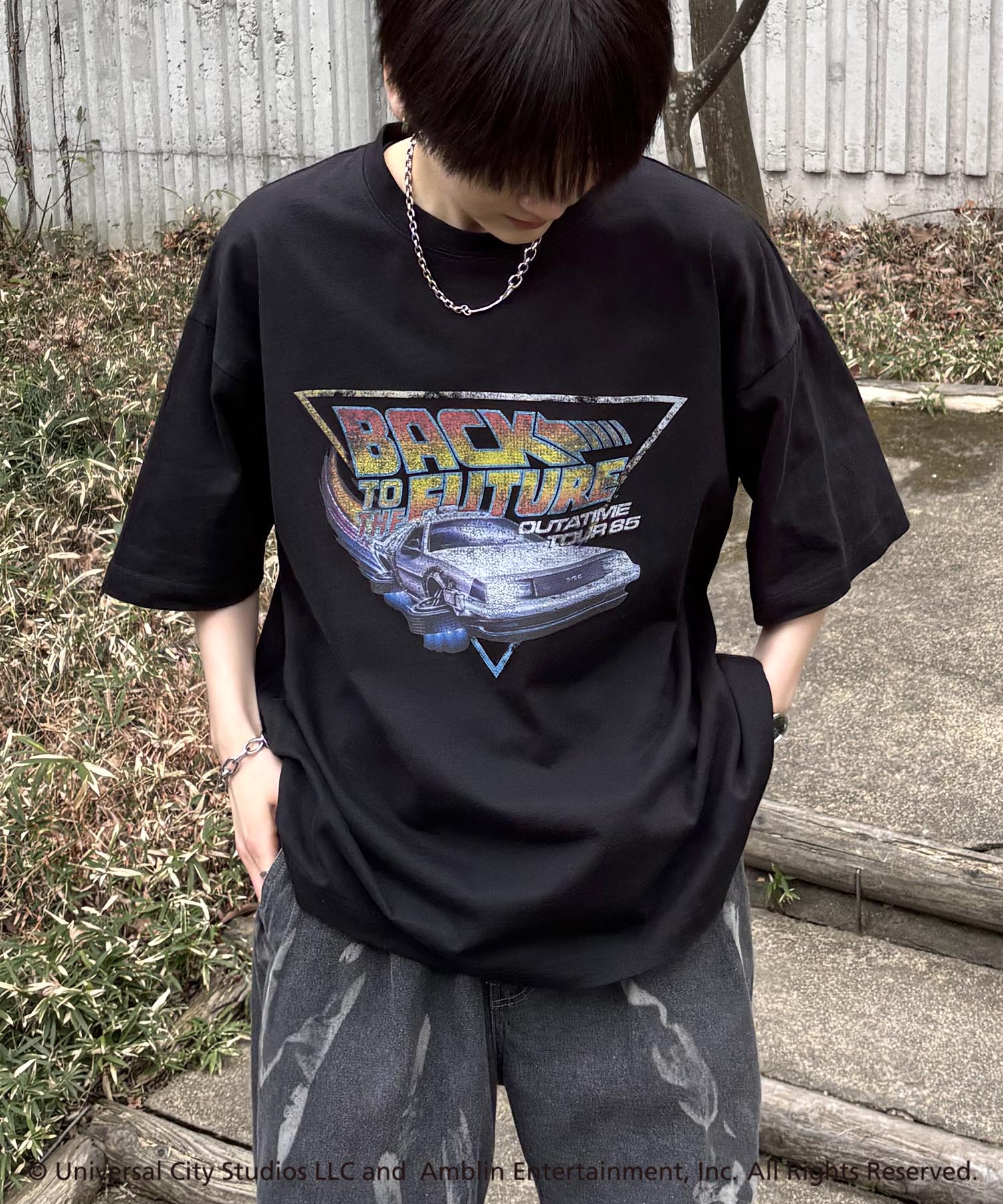 25SS【retro movie】Back To The Future ヴィンテージライク レトロ映画半袖Tシャツ