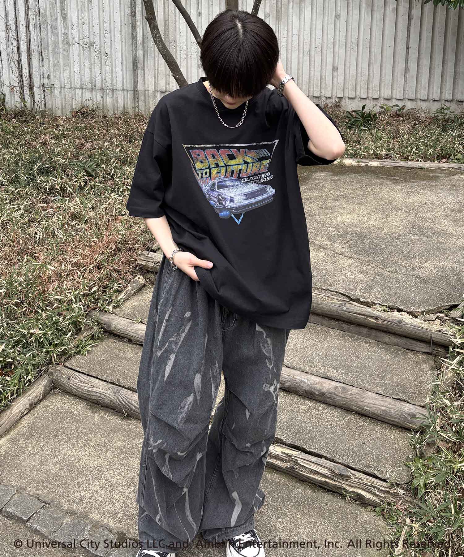 25SS【retro movie】Back To The Future ヴィンテージライク レトロ映画半袖Tシャツ