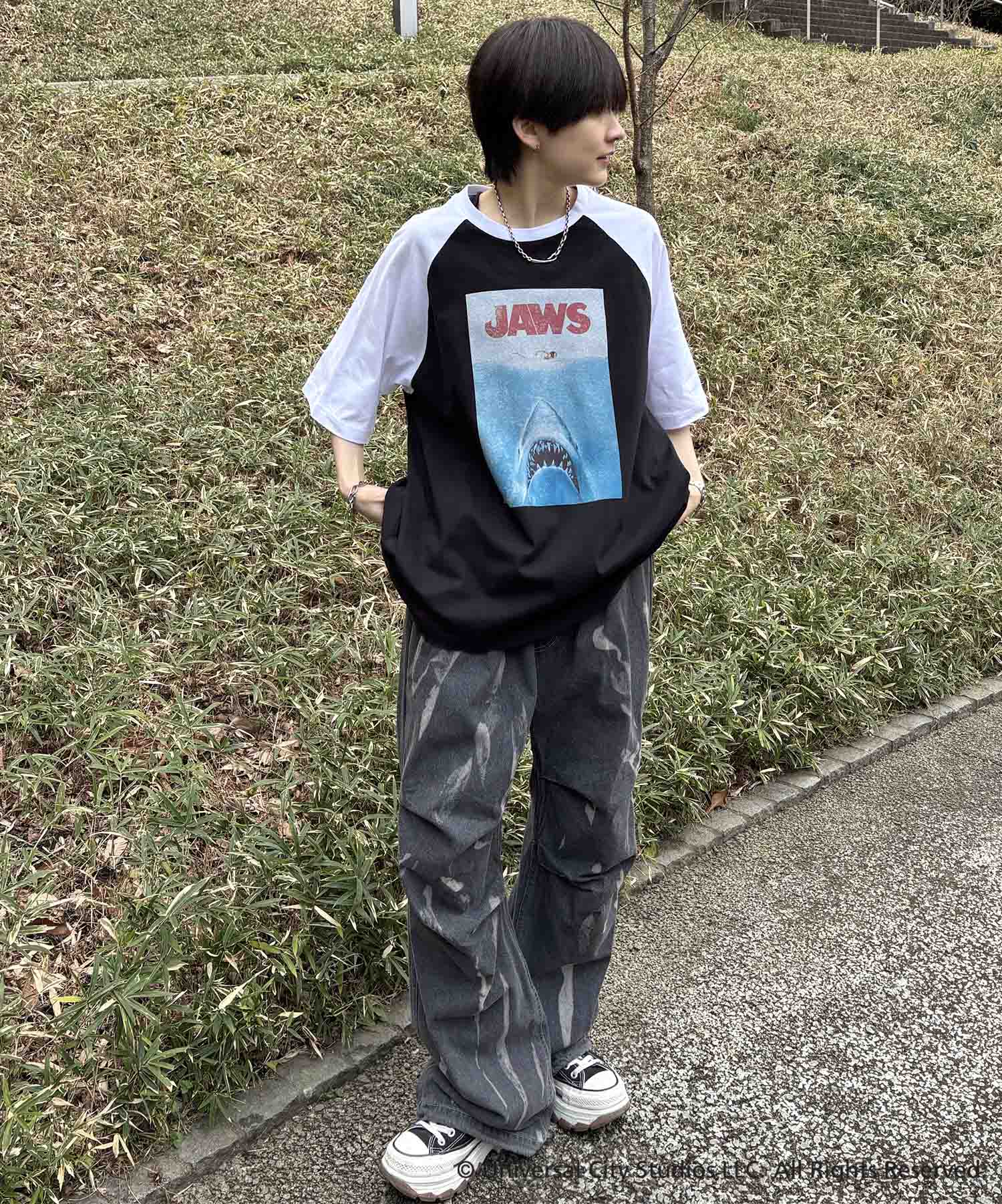 25SS【retro movie】JAWS ヴィンテージライク レトロ映画半袖Tシャツ