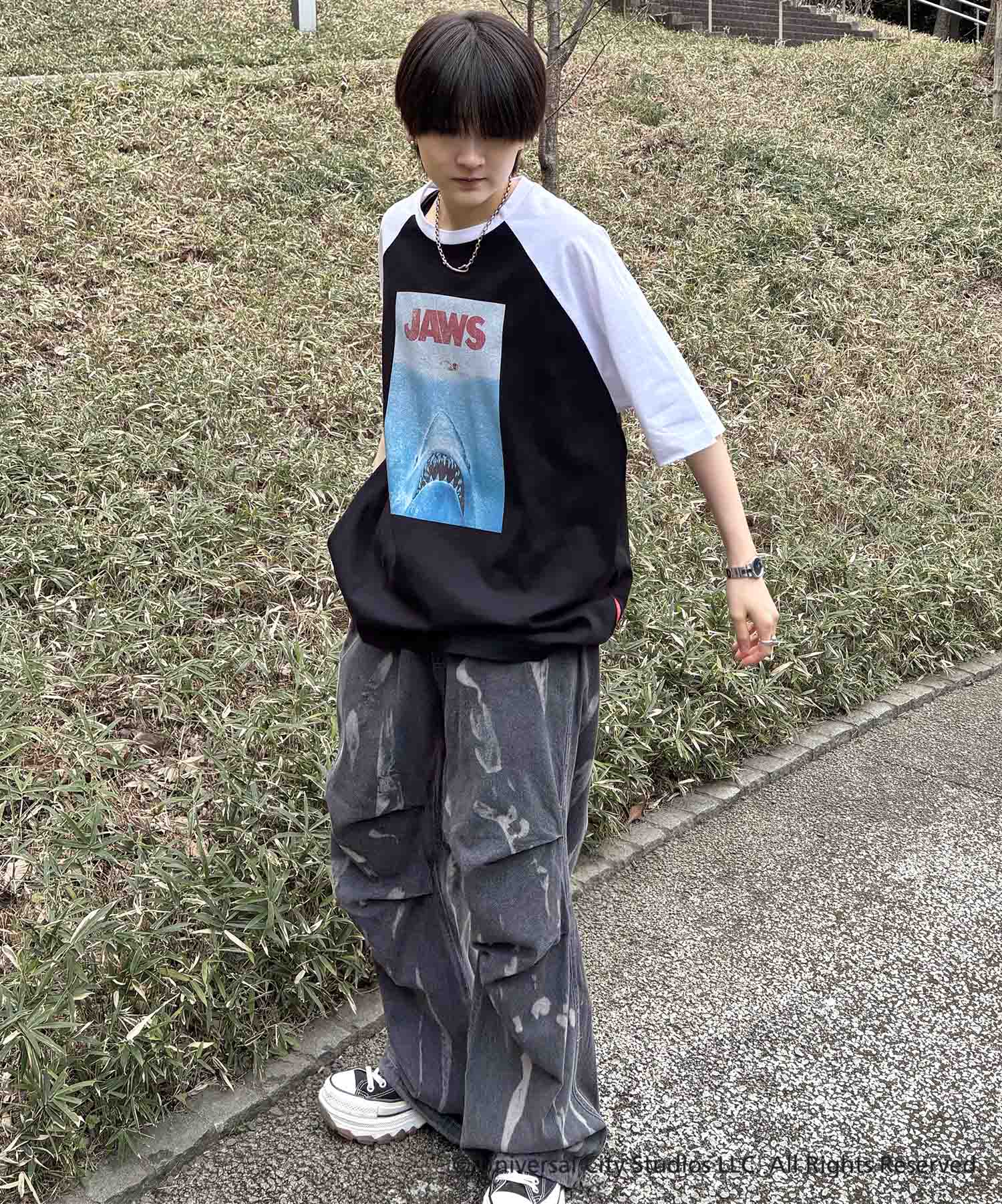 25SS【retro movie】JAWS ヴィンテージライク レトロ映画半袖Tシャツ