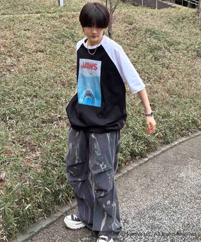 25SS【retro movie】JAWS ヴィンテージライク レトロ映画半袖Tシャツ