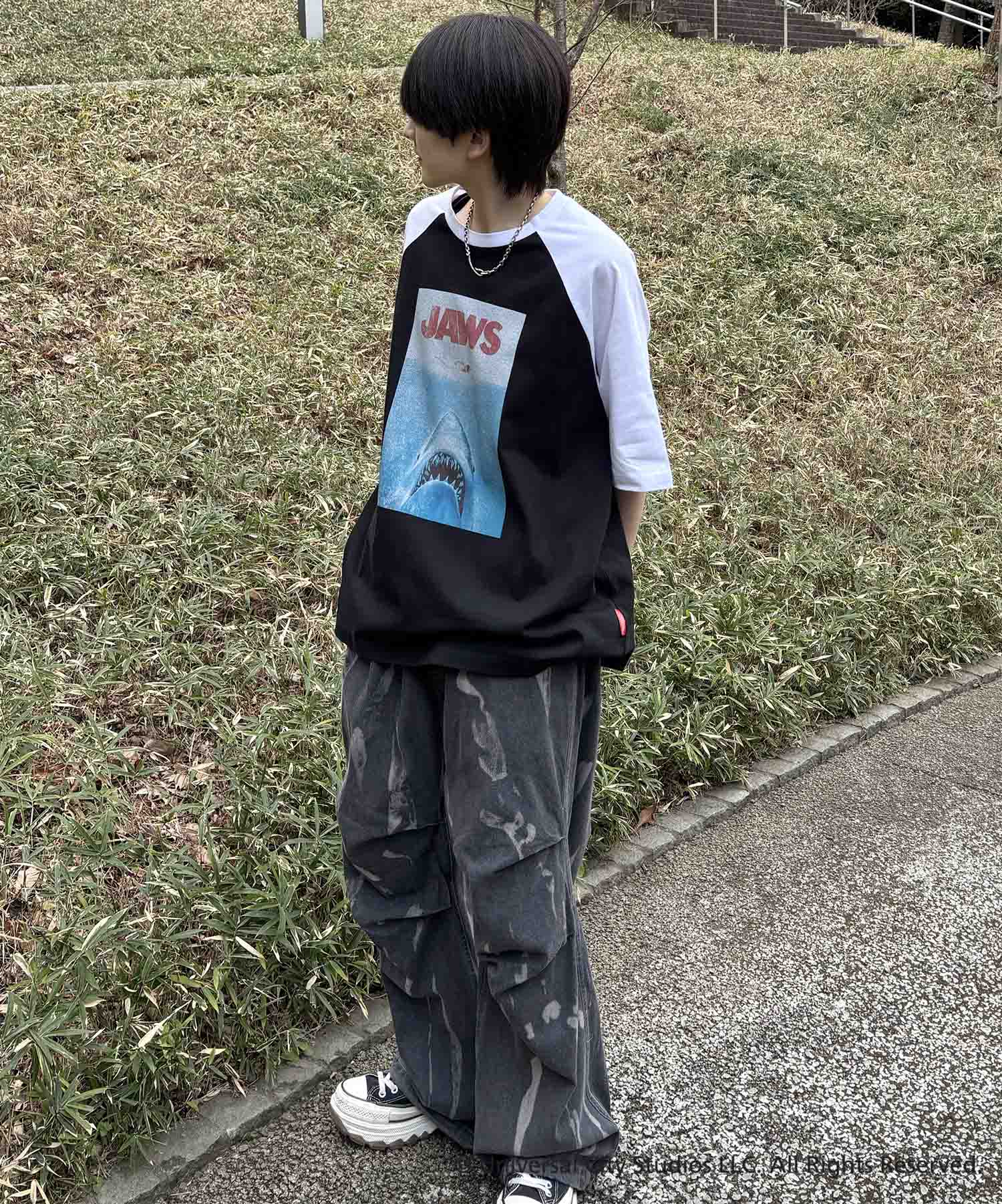 25SS【retro movie】JAWS ヴィンテージライク レトロ映画半袖Tシャツ