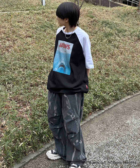 25SS【retro movie】JAWS ヴィンテージライク レトロ映画半袖Tシャツ