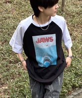 25SS【retro movie】JAWS ヴィンテージライク レトロ映画半袖Tシャツ