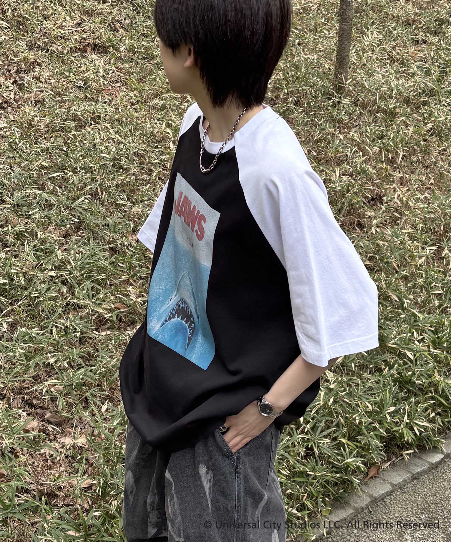 25SS【retro movie】JAWS ヴィンテージライク レトロ映画半袖Tシャツ